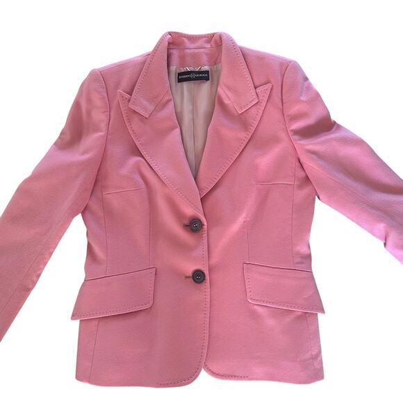 Roberto Quaglia Blazer Cashmere Womens SZ38/L Pink 2 Button Classic Old Money - Picture 5 of 11